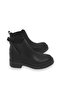 Women's black suede boots with stone embellishments and double elasticated sides