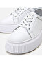 Women's Leather White Thick Soled Sports Shoes - 3
