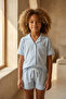 Girl's Mediterranean Pocketed Shorts Pajama Set Blue