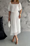 Women Madonna Collar Pleated Chiffon Dress Nbk2099 - 5