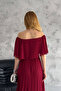 Women Madonna Collar Pleated Chiffon Dress Nbk2099 - 6