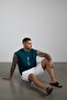 Men's Petrol Blue Vertical Printed Sleeveless Oversize T-shirt - 3