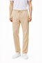 Men's Cream Linen Blended Relaxed Fit Trousers Comfortable Cut - 3