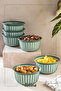 24 Piece Colorful Linea Round Practical Snack Bowl Dowry Set 24 X 1 Liter - 3