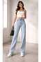My End 90's Snow Wash Blue Lycra Super High Waist Loose Jeans Palazzo Pants - 3