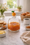 Apricot Glass Figured Jam Bowl with Glass Lid