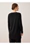 Viscose Fabric Crew Neck Tunic - Black - - 6