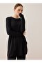 Viscose Fabric Crew Neck Tunic - Black - - 3