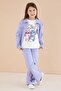 Lilac Cute Character Printed Jacket and Trousers 3-Piece Girls' Set 23586 - 3
