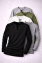 Special Edition Smoked Drawstring Collar Slim Fit Long Sleeve Wide Collar Crew Neck T-Shirt Tshirt - 5