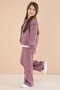 Dusty Rose Cute Character Printed Jacket and Trousers 3-Piece Girls' Set 23587 - 3