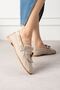 Ravello Beige Suede Bead Detailed Tasseled Laced Loafers Ballet Flats Casual Shoes - 4