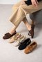 Tessora Tan Suede Beaded Detailed Tasseled Lace-Up Loafer Ballerina Casual Shoes - 6