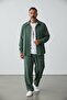 Men's Brown Long Sleeve Shirt Trousers Crinkle Tracksuit Set