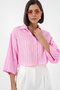 Women's Striped Oversize Short Shirt 20326 - Pink