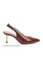 Burgundy Patent Leather Wide Fit Thin Heeled Women's Evening Dress Shoes 653122 Z - 2
