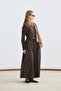 Slim Fit Belted Mix Dress Brown - 3