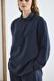 Collar Detailed Tencel Tunic Trousers Set Navy Blue - 5