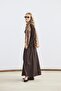 Slim Fit Belted Mix Dress Brown - 5
