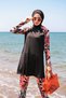 4-Piece Floral Patterned Fully Covered Hijab Swimsuit with Rope Tie 1945 - 5