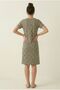 Black Striped Comfortable Patterned 100% Cotton V-Neck Short Sleeve Midi Length Daily Women's Dress - 3