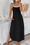 New Season Women's Rope Strap Round Neck C Pocketed Long V Viscose Dress - 2