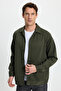 Men's Relax Fit Comfortable Cut Buttoned Side Pocket Knitted Dark Green Jacket Shirt - 5