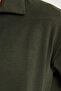 Men's Relax Fit Comfortable Cut Buttoned Side Pocket Knitted Dark Green Jacket Shirt - 7