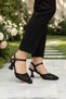 Black Knitwear Heeled Women's Evening Dress Shoes Pc-54660 Z - 3
