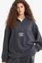 Oversize Wide Fit Stand Collar Zippered Printed Fleece Sweatshirt Y2649Az24Wn