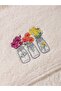 Ecru Floral Embroidered Cotton Face Towel 50X80 cm (S6) - 4