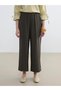 Gray Elastic Waist Textured Satin Women's Trousers (S6) - 3