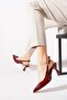Yerve back open side buckle women's high heel shoes burgundy patent leather
