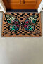 Door Mat 45X70Cm Non-Slip Base Decorative Indoor Outdoor Checkered Butterfly Patterned - 3