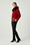 Rosalie Red Wool Fabric Leather Paneled Women's Jacket - 3