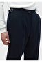 Navy Blue Striped Woven Loose Fit Casual Trousers - 4