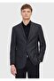 Black Patterned Regular Fit 100% Wool Jacket