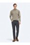 Anthracite Woven Slim Fit Casual Cotton Blended Trousers