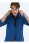 İndigo Regular Fit Dokuma Overshırt - 5