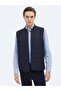 Navy Blue Regular Fit Stand Collar Casual Woven Sports Vest - 2