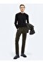 Khaki Woven Slim Fit Velvet Casual Cotton Blended Pants - 2