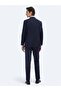 Navy Blue Striped Modern Fit Wool Blend Suit - 5