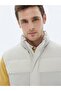 Beige Regular Fit Stand Collar Casual Woven Sports Vest - 3