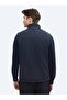 Navy Blue Regular Fit Stand Collar Casual Woven Sports Vest - 7