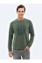 Khaki Crew Neck Printed Sweatshirt