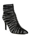 Women Satin Rhinestone Ankle Party Boots in Black