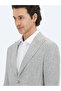 Gray Patterned Modern Fit Linen Blended Jacket - 4