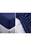Striped Cotton Satin Navy Blue Hotel Series Double Duvet Cover Set with Elastic Sheets - 5