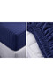 Striped Cotton Satin Navy Blue Hotel Series Single Duvet Cover Set with Elastic Sheets - 5