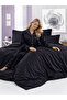 Cotton Satin Black Striped Hotel Series Double Duvet Cover Set with Elastic Fitted Sheet - 6